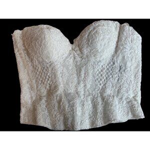 Martina Liana Lace Strapless Bridal Bustier Corset Top Floral Embroidery 10 USA